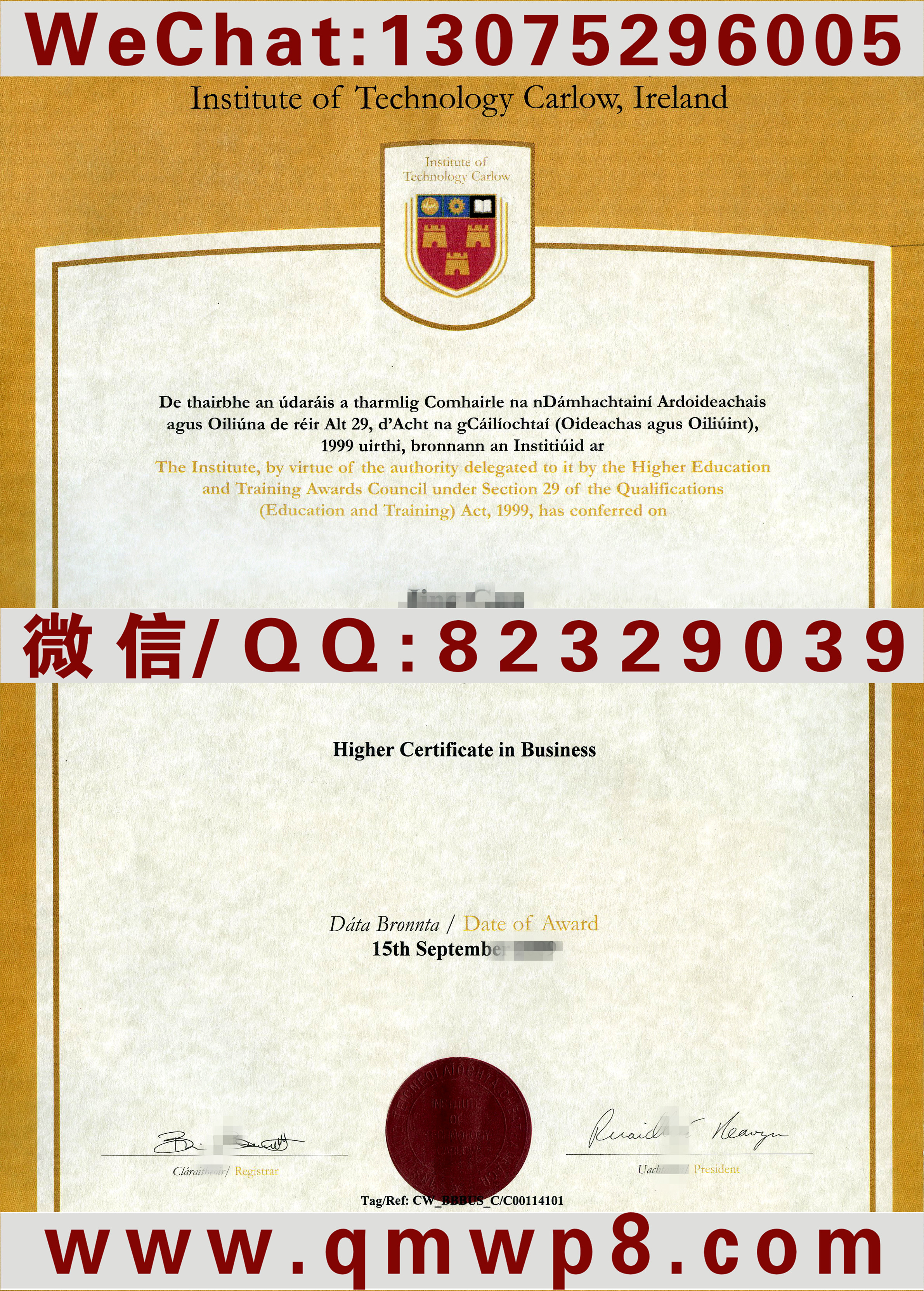 爱尔兰卡洛理工学院毕业证|Institute of Technology Carlow Degree