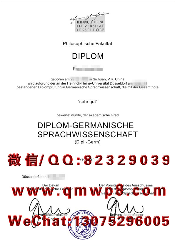 德国杜塞尔多夫大学毕业证学历文凭学位证书排版电子版