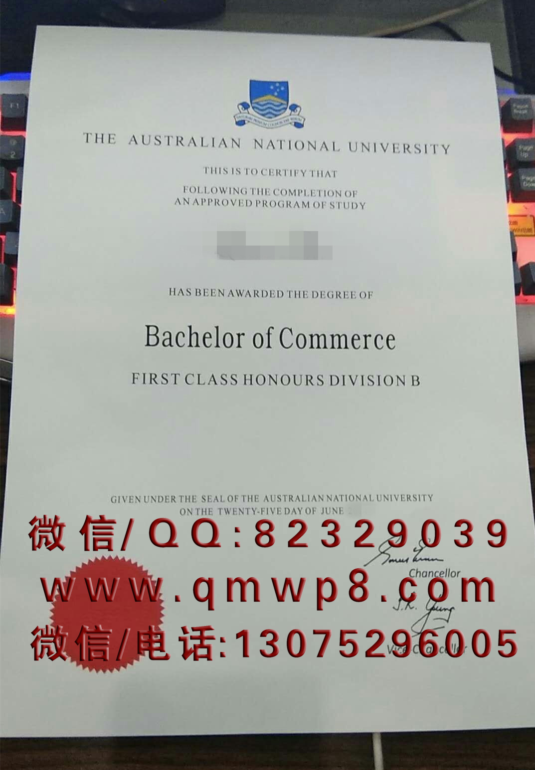 澳大利亚国立大学毕业证与成绩单制作案例|Australian National University Degree and Transcripts