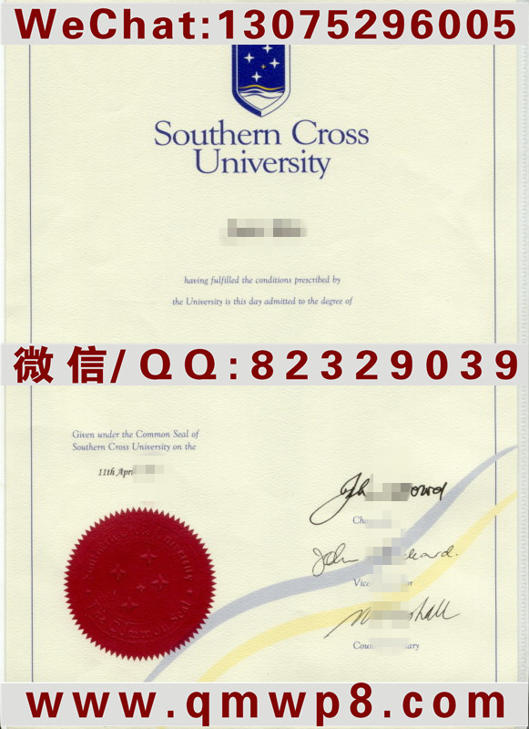 澳大利亚南十字星大学旧版毕业证